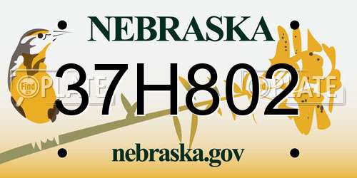 37H802 Nebraska License Plate