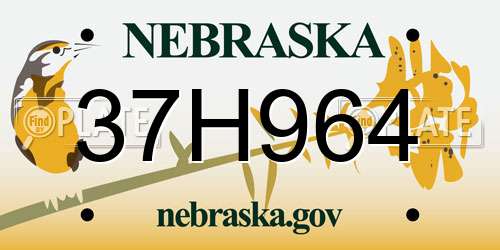 37H964 Nebraska License Plate