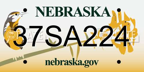 37SA224 Nebraska License Plate