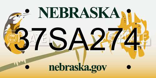 37SA274 Nebraska License Plate
