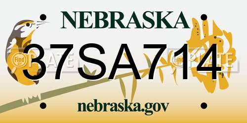 37SA714 Nebraska License Plate