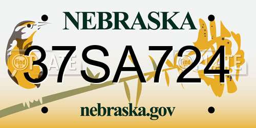 37SA724 Nebraska License Plate