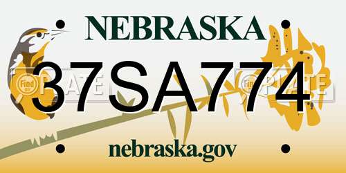 37SA774 Nebraska License Plate