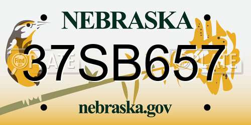 37SB657 Nebraska License Plate