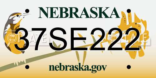 37SE222 Nebraska License Plate