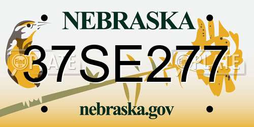37SE277 Nebraska License Plate