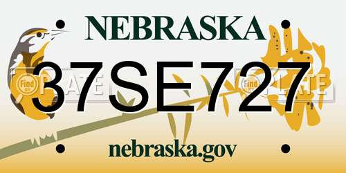 37SE727 Nebraska License Plate