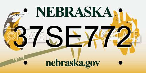 37SE772 Nebraska License Plate