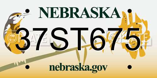 37ST675 Nebraska License Plate