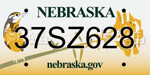 37SZ628 Nebraska License Plate