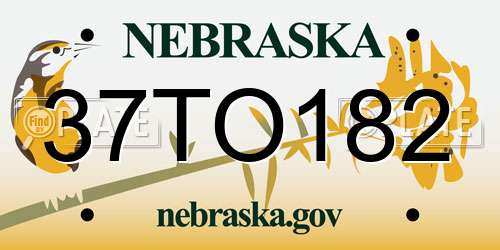 37TO182 Nebraska License Plate