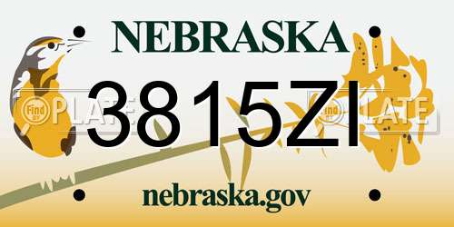 3815ZI Nebraska License Plate