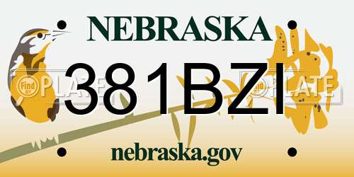 381BZI Nebraska License Plate