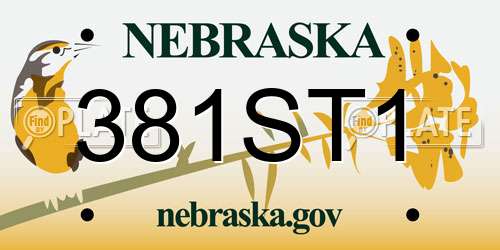 381ST1 Nebraska License Plate