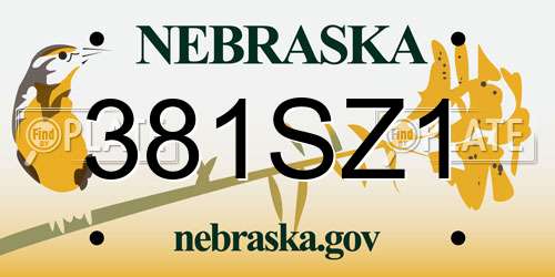 381SZ1 Nebraska License Plate