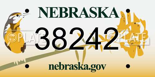 38242 Nebraska License Plate