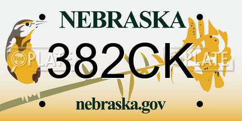 382CK Nebraska License Plate