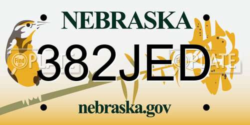 382JED Nebraska License Plate