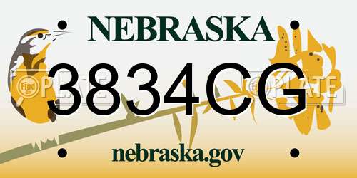 3834CG Nebraska License Plate