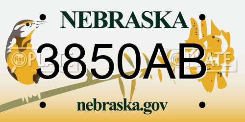 3850AB Nebraska License Plate