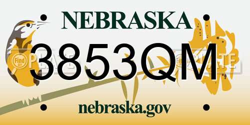 3853QM Nebraska License Plate