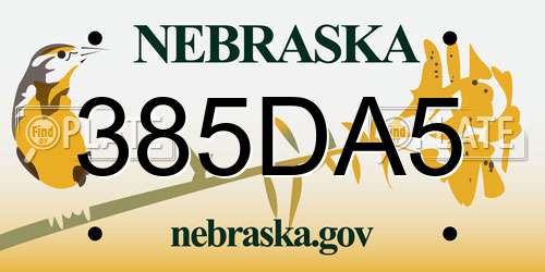 385DA5 Nebraska License Plate