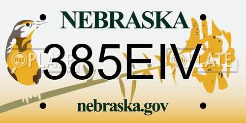385EIV Nebraska License Plate