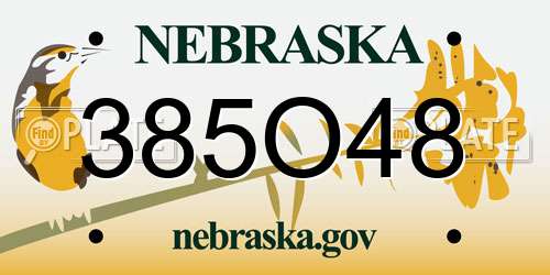 385O48 Nebraska License Plate