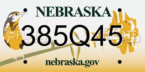 385Q45 Nebraska License Plate