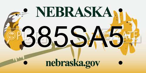 385SA5 Nebraska License Plate