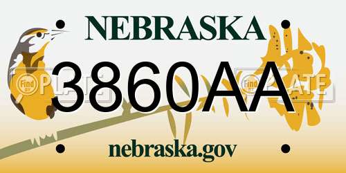 3860AA Nebraska License Plate