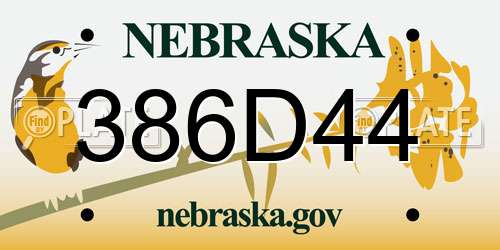 386D44 Nebraska License Plate