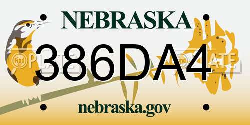 386DA4 Nebraska License Plate