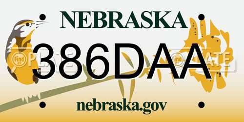 386DAA Nebraska License Plate