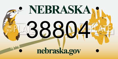 38804 Nebraska License Plate