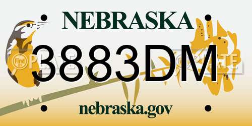 3883DM Nebraska License Plate