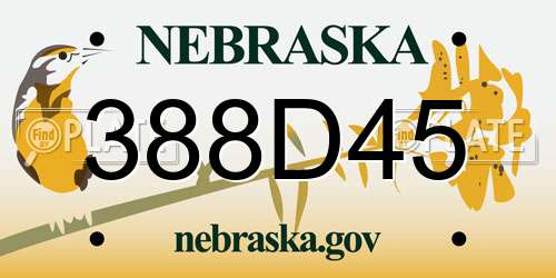 388D45 Nebraska License Plate