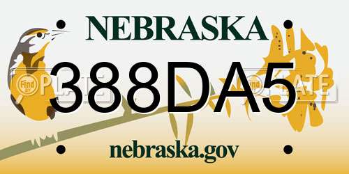 388DA5 Nebraska License Plate