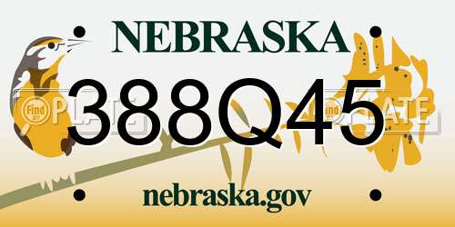 388Q45 Nebraska License Plate