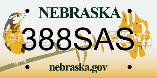 388SAS Nebraska License Plate
