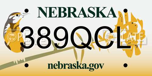 389QCL Nebraska License Plate