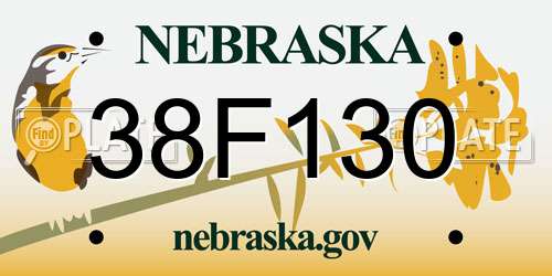 38F130 Nebraska License Plate