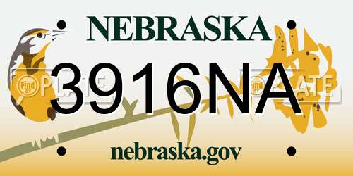3916NA Nebraska License Plate