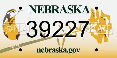 39227 Nebraska License Plate