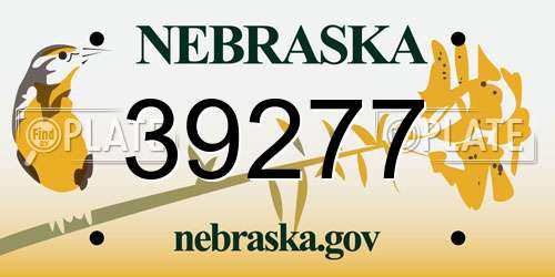 39277 Nebraska License Plate