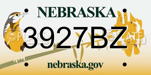 3927BZ Nebraska License Plate