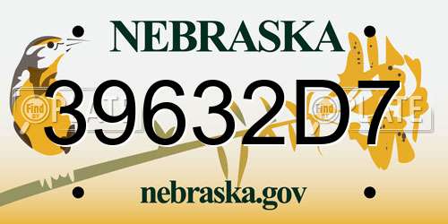 39632D7 Nebraska License Plate