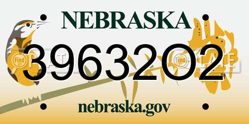 39632O2 Nebraska License Plate