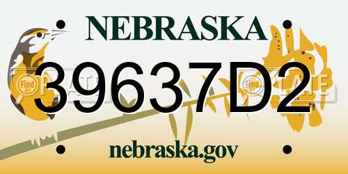 39637D2 Nebraska License Plate