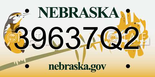 39637Q2 Nebraska License Plate